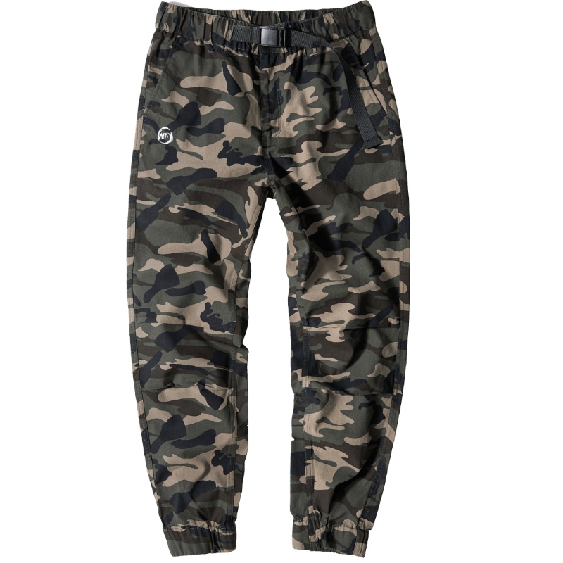 黑鲸腰间织带扣迷彩休闲裤男2019春季男装裤子男CKCAJ19031A