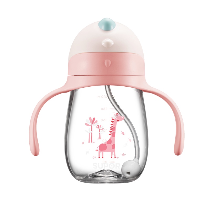 苏泊尔(SUPOR)婴儿学饮杯宝宝喝水杯子防呛摔带手柄幼儿园PPSU儿童吸管杯KC21EV10
