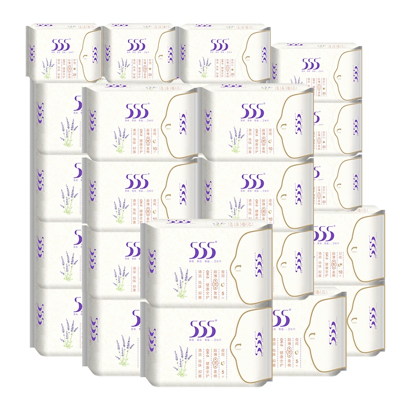 555抑菌姨妈巾日用夜用组合装卫生巾女生整箱13包155片