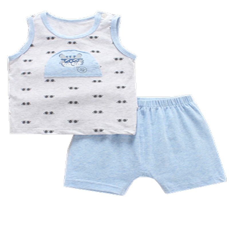 小素材婴悦家男童背心套装夏宝宝衣服夏装婴儿无袖上衣纯棉儿童短裤