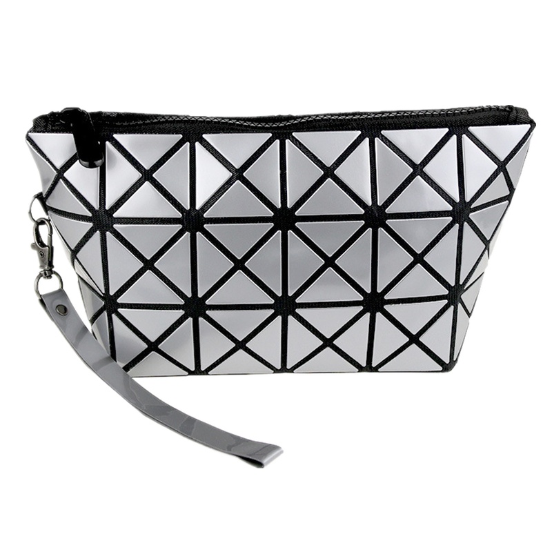 菱格三宅世家(MVO MVO LGSZSJ)手提化妆包一生大容量旅行几何菱格百变折叠手拿钱包包女