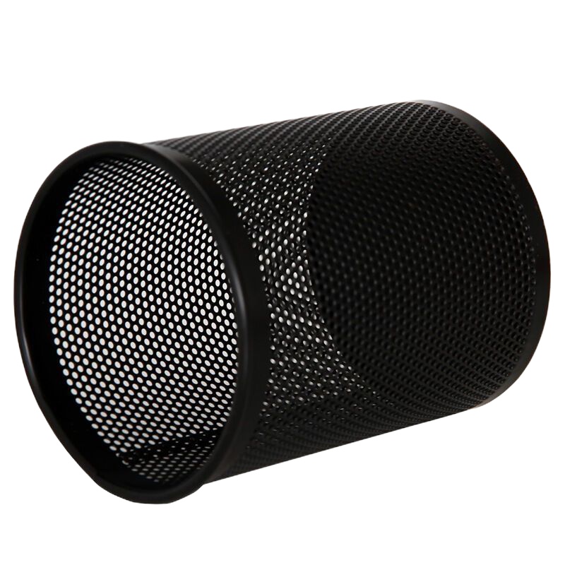 得力(deli)909笔筒密集金属网纹创意桌面收纳盒 黑色