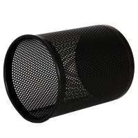 得力(deli)909笔筒密集金属网纹创意桌面收纳盒 黑色