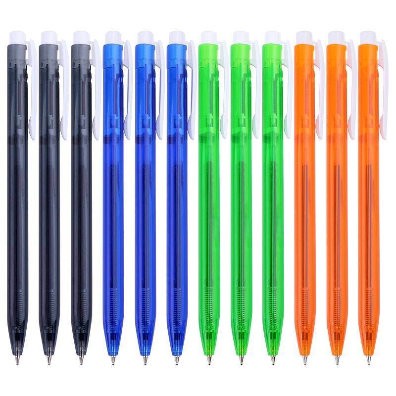 宝克(BAOKE) B60 0.7mm尚品中油笔按动圆珠笔原子笔多色笔杆 蓝色 12支/盒