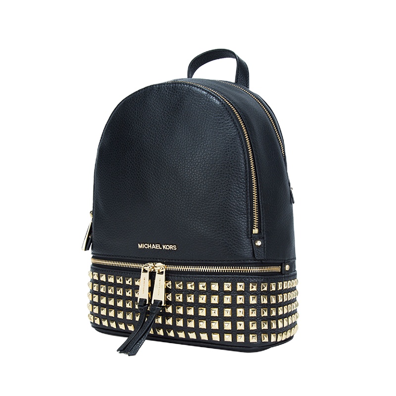 Michael Kors/迈克科尔斯女士RHEAZIP系列牛皮休闲双肩背包30S5GEZB5L黑色001高端女士双肩包 