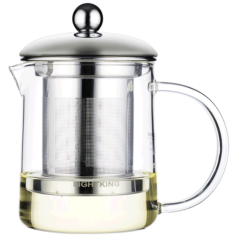 KAMJOVE/金灶 L系列 明尊 飘逸杯 泡茶壶 茶道杯 耐高硼硅热玻璃茶具 304食品接触用不锈钢内胆 过滤花茶壶