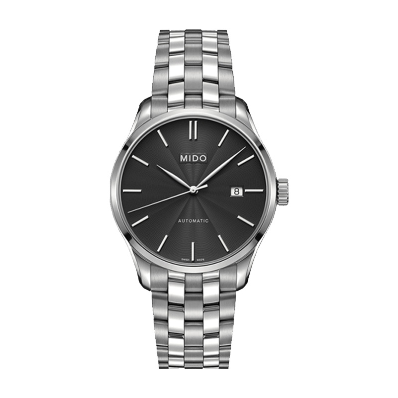 美度(MIDO)瑞士手表 布鲁纳系列自动机械时尚黑盘钢带男表M024.407.11.061.00