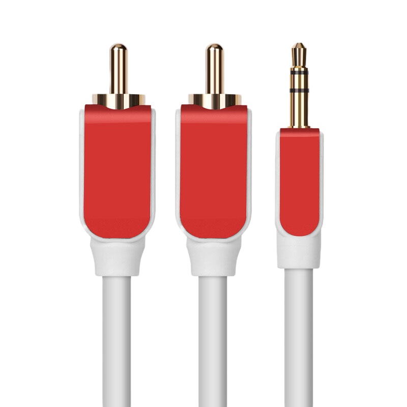 秋叶原 音频线一分二3.5mm转双莲花头红白rca插头3米
