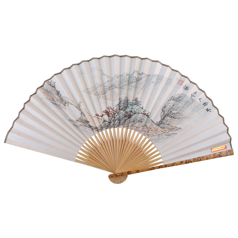 荣昌烫花折扇 中国古风扇子 折叠复古烫花扇随身日用便携降温