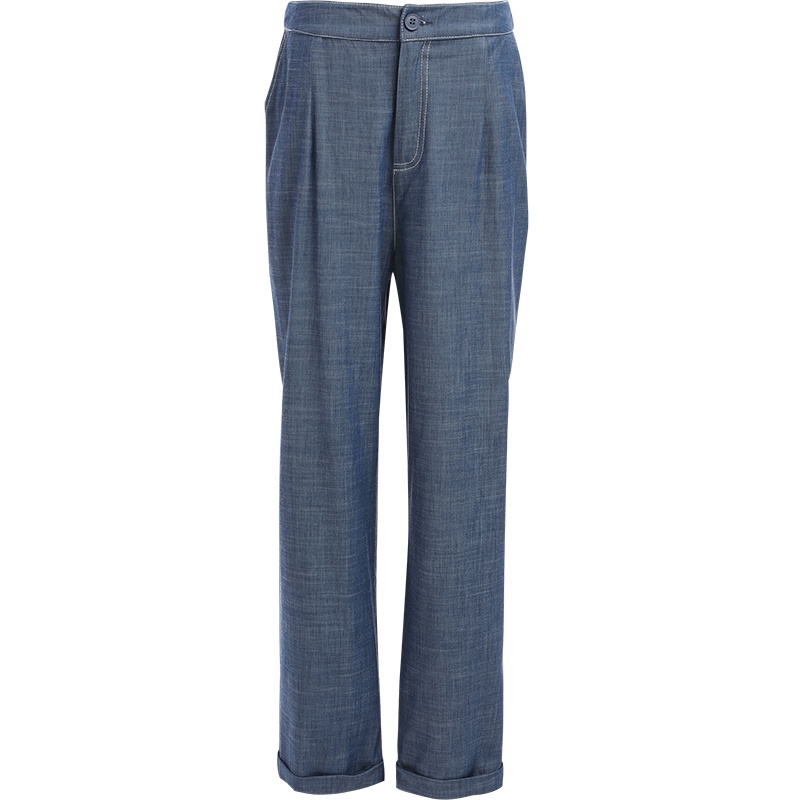 欧昵雪夏季休闲高腰仿牛仔宽松直筒裤女显瘦哈伦九分裤子