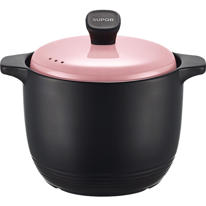 苏泊尔（SUPOR）砂锅炖锅陶瓷煲汤炖锅中药煲耐热新陶养生煲.彩享系列燃气灶明火专用 TB45G1 樱粉 4.5L