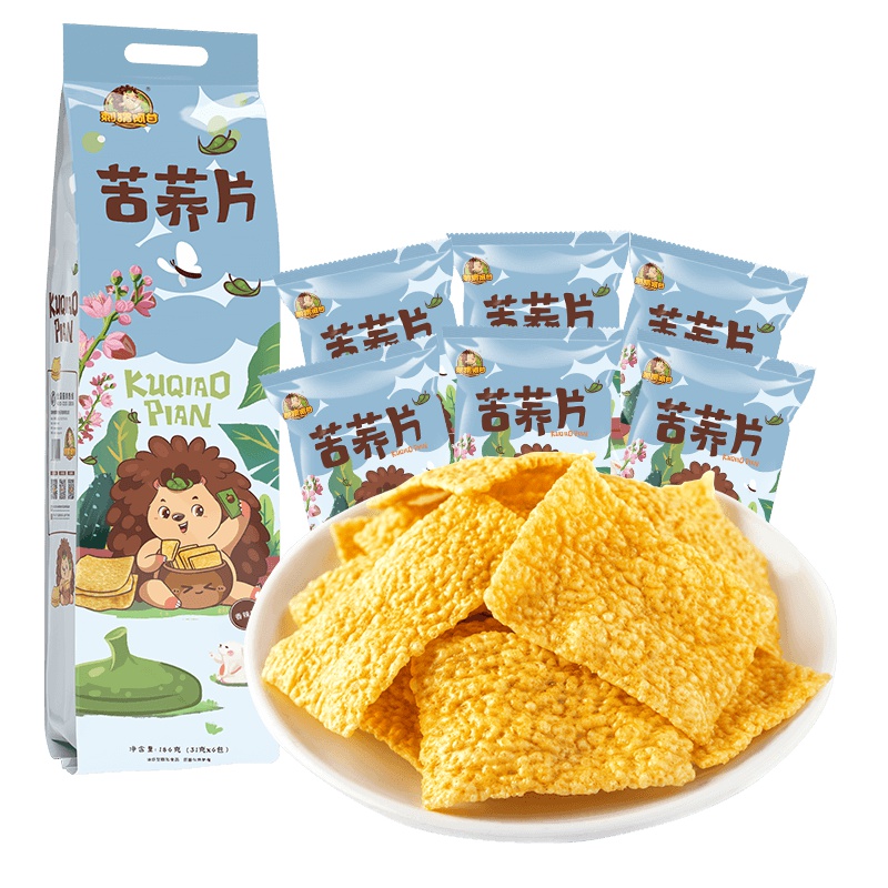 刺猬阿甘 苦荞片香辣味网红休闲零食小吃荞麦锅巴薯片186g