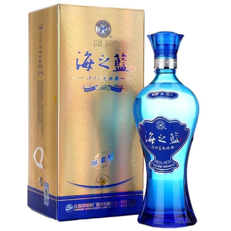 洋河(YangHe)蓝色经典海之蓝 52度375ml单瓶装浓香型白酒(新老包装随机发货)