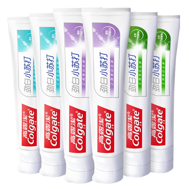 高露洁劲白小苏打组合(小苏打留兰味120g*2 竹炭薄荷120g*2 茉莉白茶120g*2)