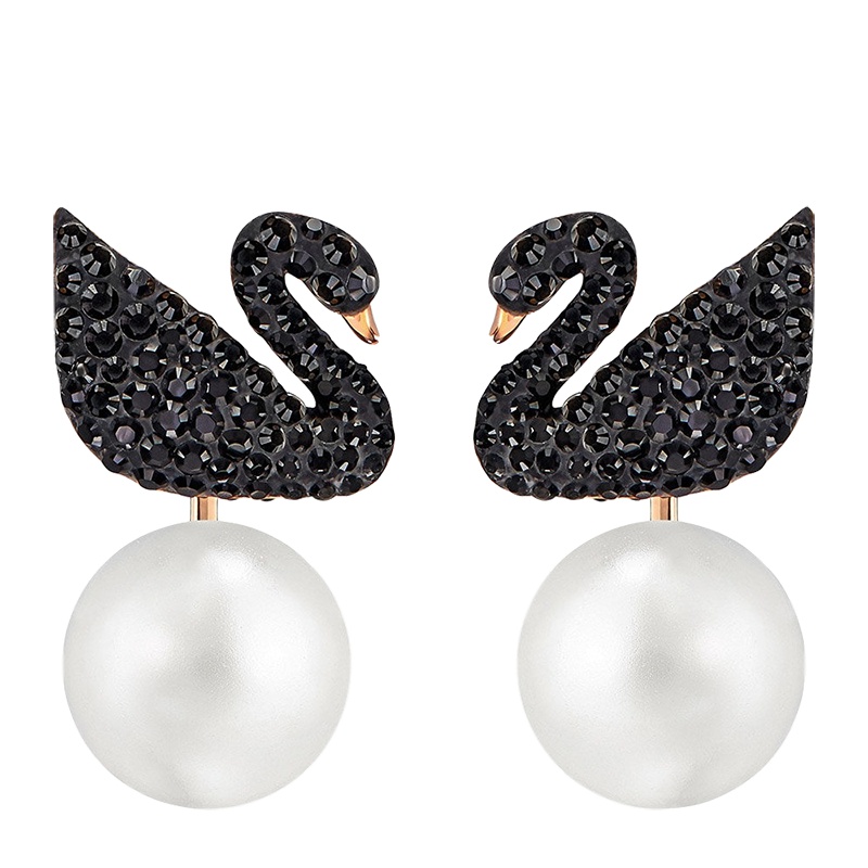 SWAROVSKI施华洛世奇 黑天鹅珍珠两用耳钉穿孔耳环 项链 人造水晶 送恋人 女士5193949