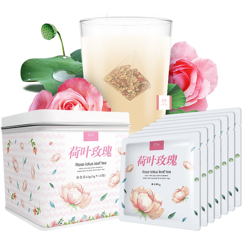 玫瑰荷叶茶 润朵荷叶茶干玫瑰花茶组合花茶袋泡茶包