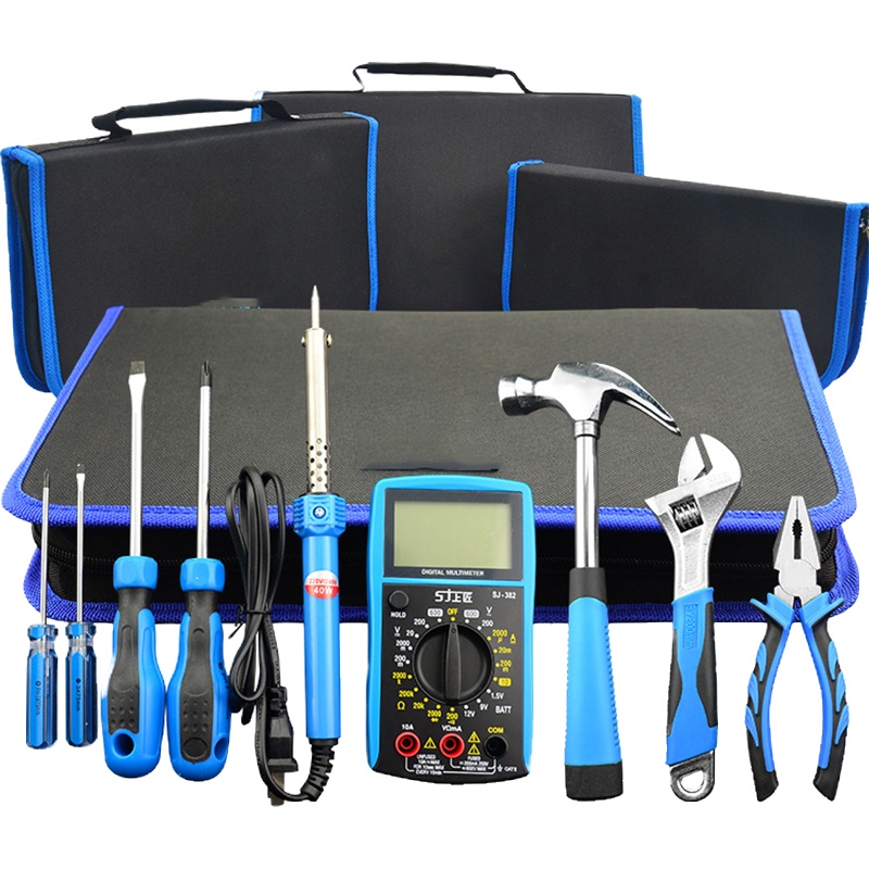 家用工具阿斯卡利套装多功能五金工具包套装水电工工具箱手动工具组合_上匠牛筋包25件B382款 xxx