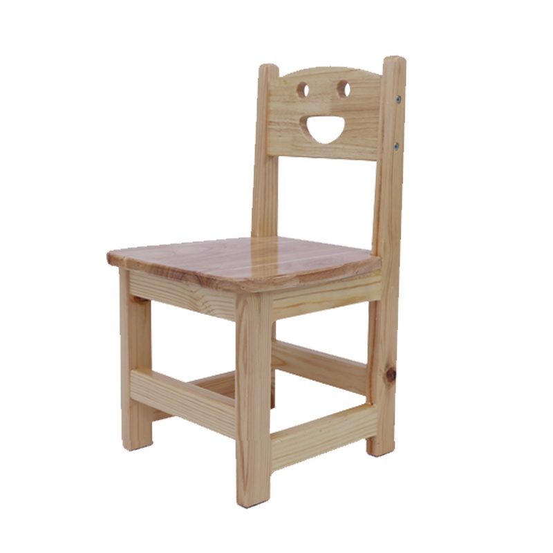 瑞丰杰-实木椅子幼儿园儿童椅橡木靠背椅笑脸原木凳子卡通造型儿童松木椅Y041