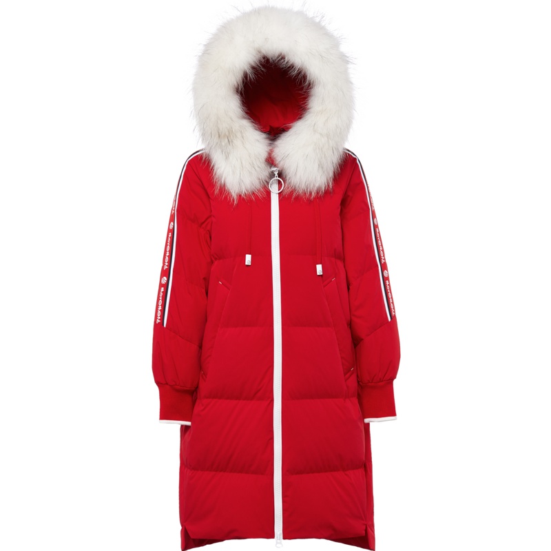 波司登冬天新款女款羽绒服中长款宽松大毛领外套