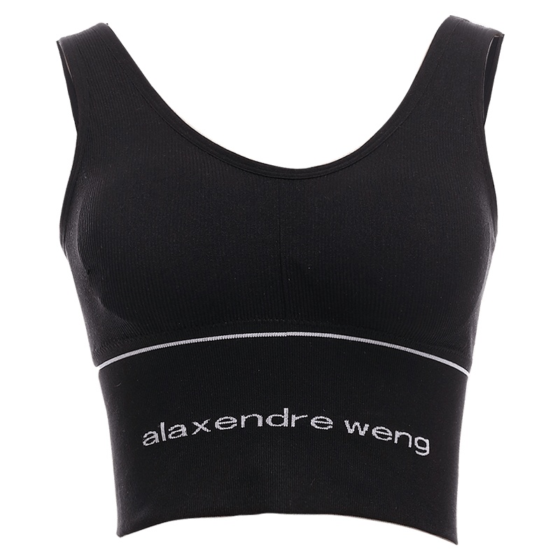 欧昵雪打底美背短款吊带背心女外穿运动字母无袖上衣