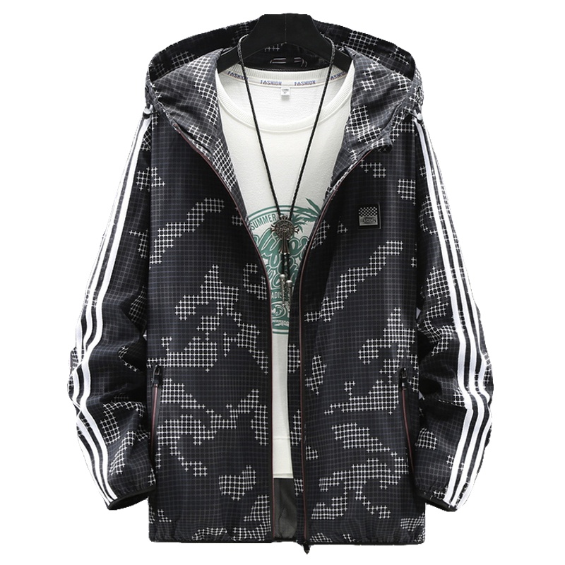 PMMP春秋新款男士夹克时尚帅气潮流百搭迷彩宽松加肥加大休闲风衣外套