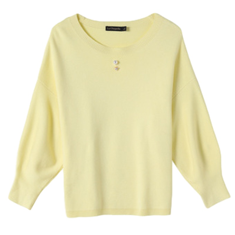 拉夏贝尔慵懒宽松外穿毛针织衫女装秋季新款套头罩衫薄款上衣