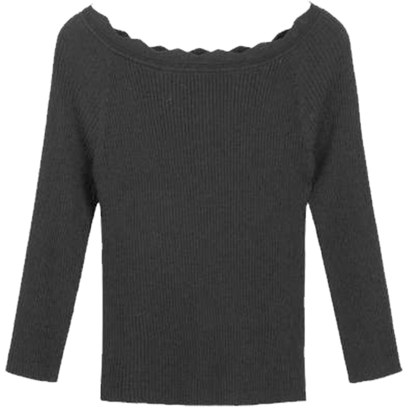 【热卖】春装新款韩版一字领套头修身打底衫针织衫60300433
