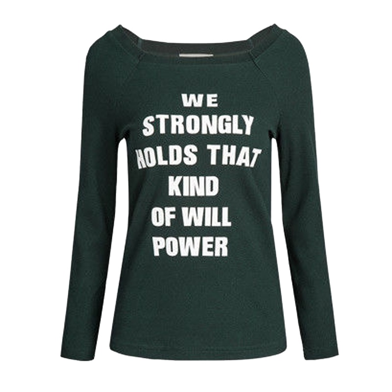 【福利款】拉贝缇秋季针织衫新款字母印花九分袖修身短款时尚休闲内搭轻薄女60003786