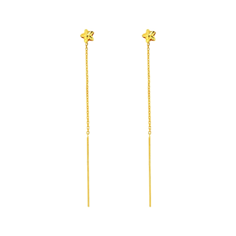 金一珠宝 小确幸系列星芒耳线18K金耳饰 百搭耳线女士礼物KX00083