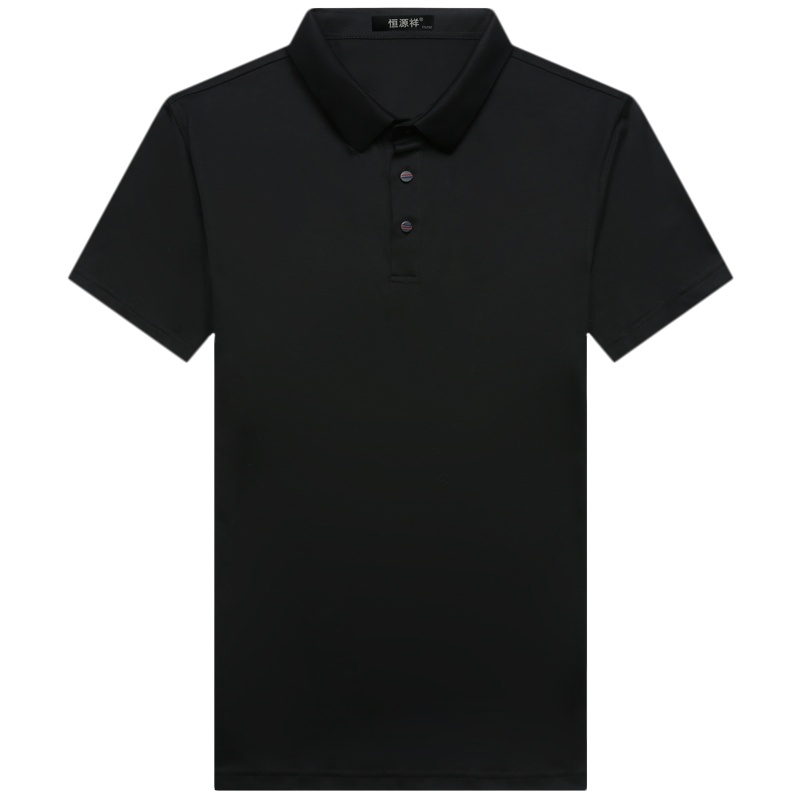 恒源祥短袖T恤男含桑蚕丝夏季新款纯色翻领中年polo衫冰丝