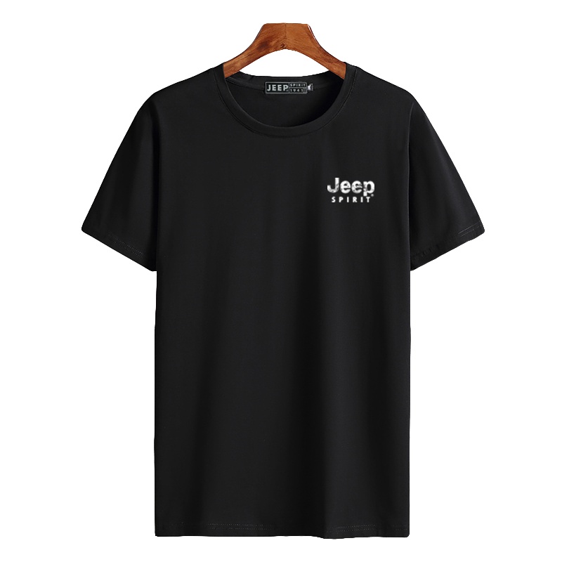 JEEP吉普男士夏季短袖T恤纯色圆领打底上衣时尚印花休闲宽松体恤