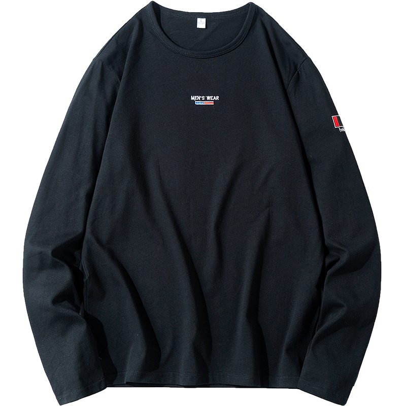 吉普战车2021年秋冬新款全棉弹力长袖卫衣男士中青年圆领时尚绣花男士卫衣厚款T恤男士套头大码男装体恤男加厚衣服