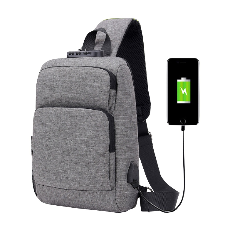 涤纶耐磨USB充电胸前包 ZYF常规款 B2B商品 100起订