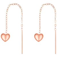 佰色传情(BRIR)18K金耳线女爱心Au750玫瑰金彩金正品耳钉韩版瑞丽可爱百搭耳坠耳环情人节生日约会礼物送恋人朋友