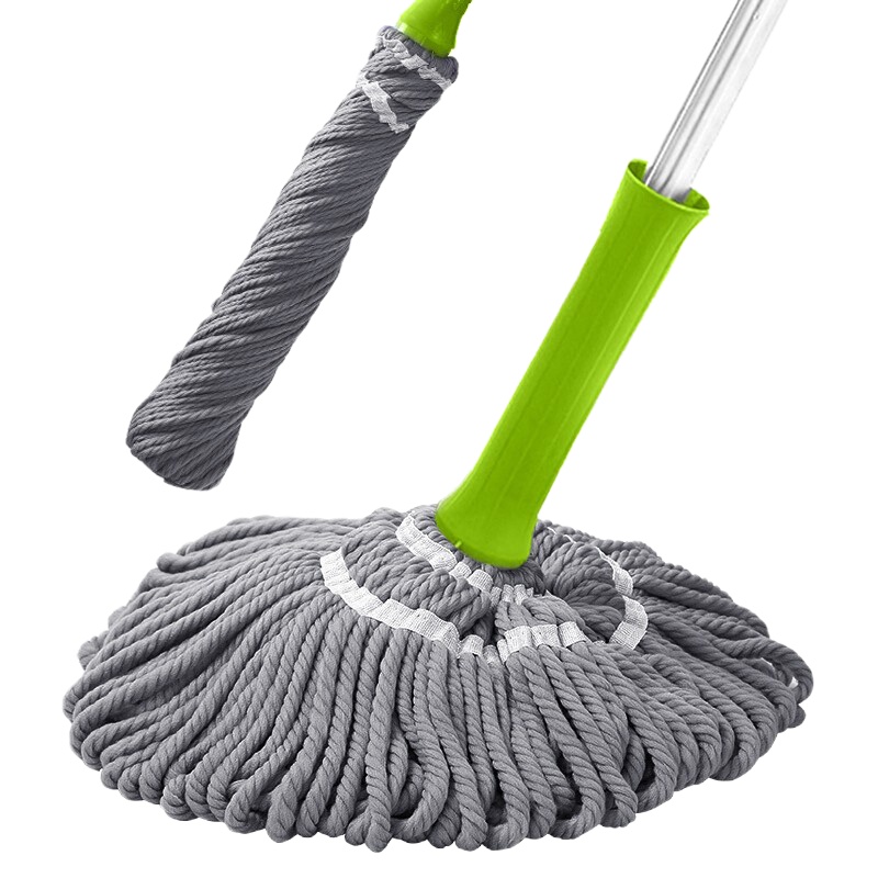 企购优品自拧水旋转拖把家用懒人拖布地拖免手洗干湿两用挤水老式棉线墩布细绳48cm