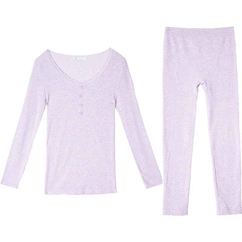 爱帝秋冬女士秋衣秋裤细罗纹性感基础美体保暖打底内衣套装