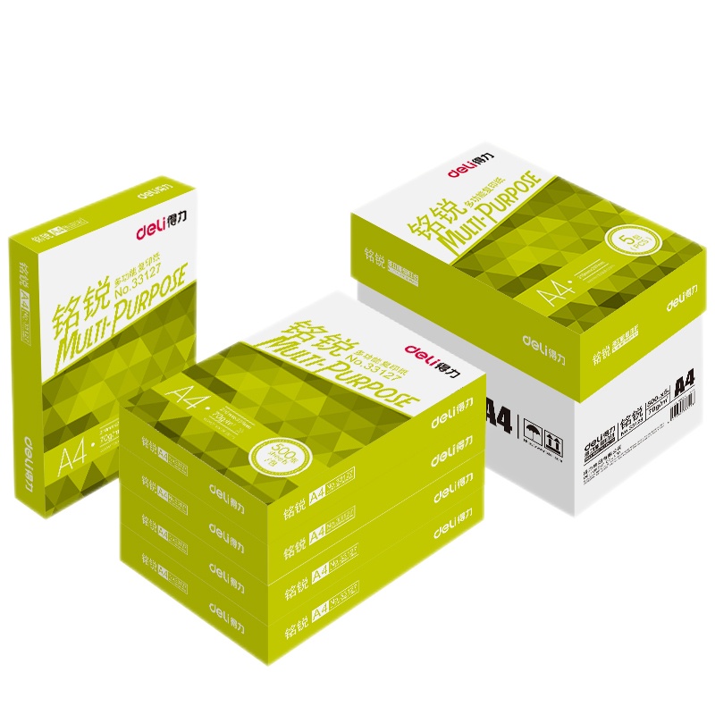 得力(deli)A4打印纸 打印白纸80g 办公用纸 复印纸a4铭锐 500张/包 5包 33130-5