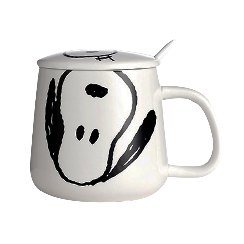 SNOOPY史努比马克杯SNP5012-1陶瓷马克杯家用带盖勺可爱水杯女创意个性潮流情侣咖啡杯子