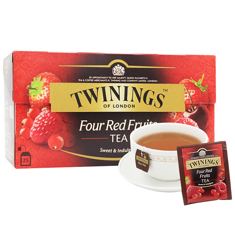英国川宁(TWININGS) 四红果果香红茶 进口茶叶袋泡茶包 25包*2g