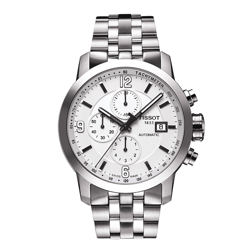 天梭男表三眼计时日历时尚商务防水自动机械手表