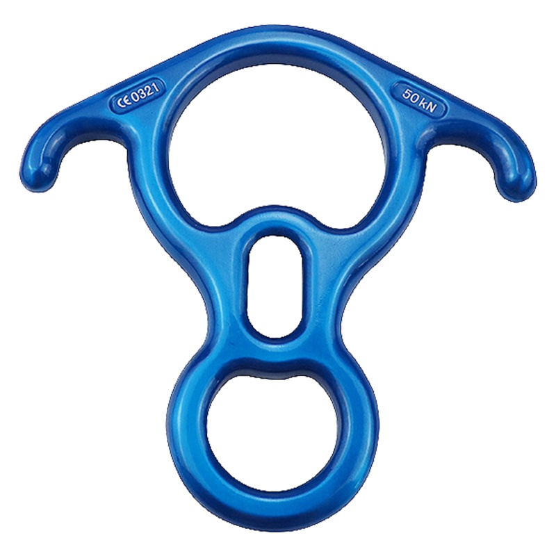 高空作业速降环攀岩承重主锁户外登山扣攀登速降装备消防安全扣D锁扣环钩牛角八字环-蓝色