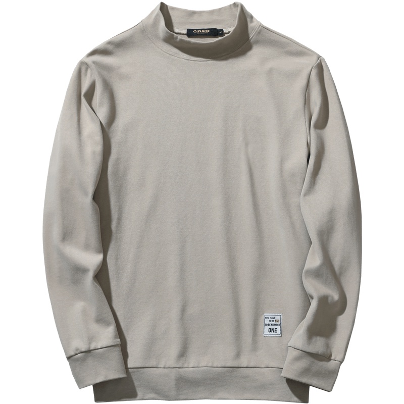 千纸鹤纯棉卫衣男2019秋款修身圆领套头外套男士高领纯色长袖上衣15177