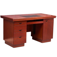 办公家具 1632# 带锁多抽屉电脑桌 1.2米办公桌 红胡桃色