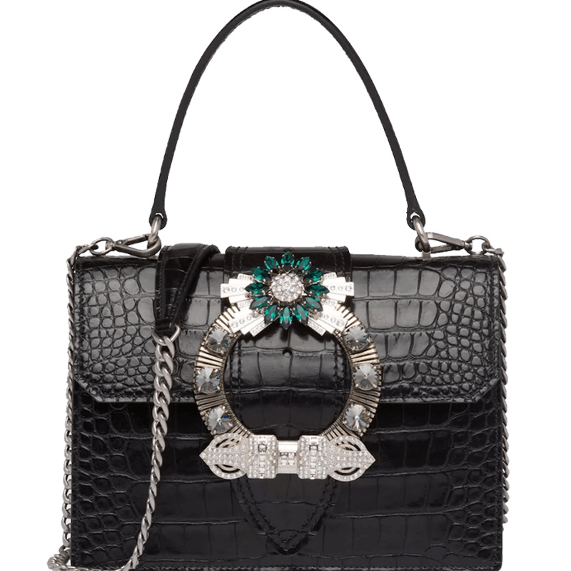 【预定】MIU MIU/缪缪 MIU LADY 鳄鱼压纹印花皮革手袋 5BA086 OJM