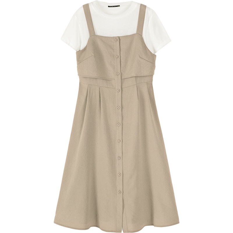 森马套装裙女2019夏季新款两件套白色短袖T恤吊带裙甜美套装裙