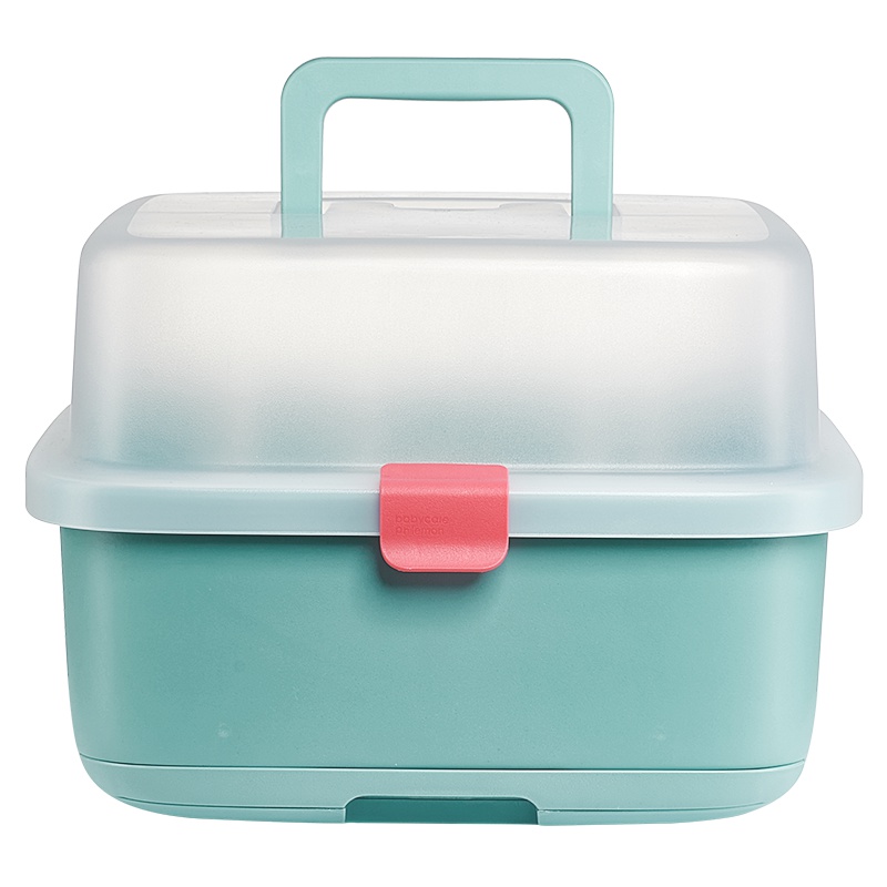 babycare婴儿奶瓶收纳箱沥水架宝宝奶瓶晾干架收纳盒带盖防尘 雀湖绿 4502