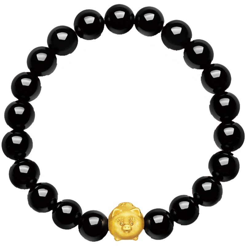 周大福金猪足金金饰品玉髓手链/手串R21137