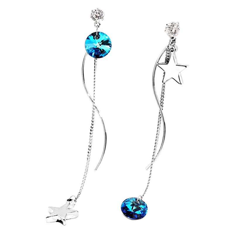 依帝魅耳饰银耳饰女士银耳饰品采用施华洛世奇元素水晶耳饰925银纯银针星星气质装饰耳坠情人节520送女友情人节礼物