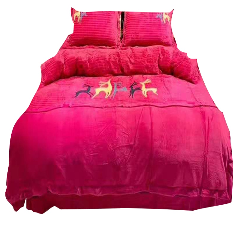 蓄热牛奶绒珊瑚绒四件套 加绒加厚被套床单床上用品200cm*230cm