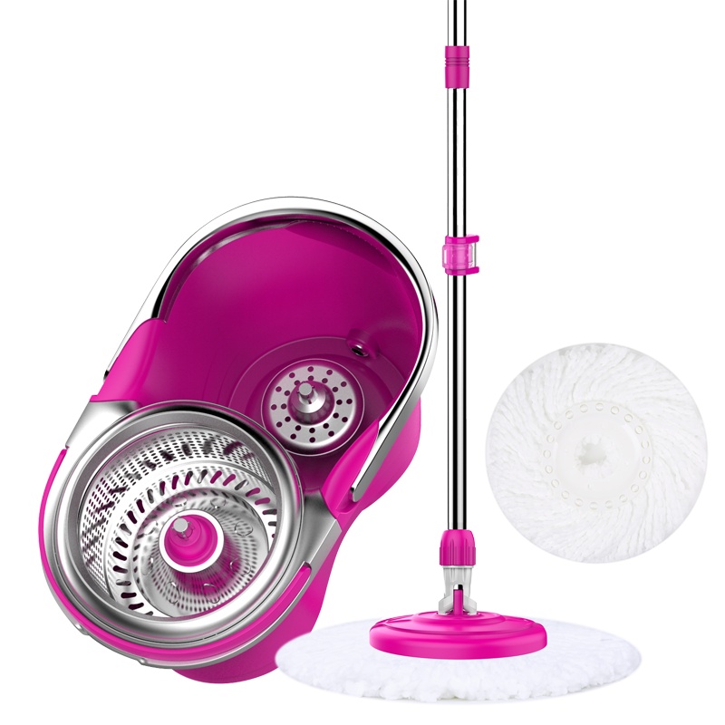 美丽雅 酷炫旋转甩水拖把 可伸缩不锈钢杆 家务清洁干湿两用旋转拖把(赠替换装1个)